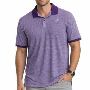 Wimbledon Authentics Polo Shirt Purple Striped Mens XL 52 Cotton